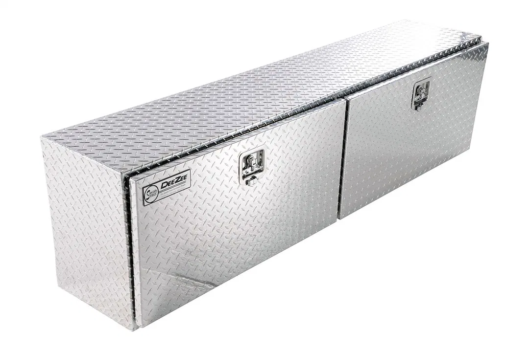DZ79 – DEE ZEE Tool Box, Topside Bed Rail Double Door Diamond Tread Silver Aluminum 72 Inch Length x 15.5 Inch Width ...